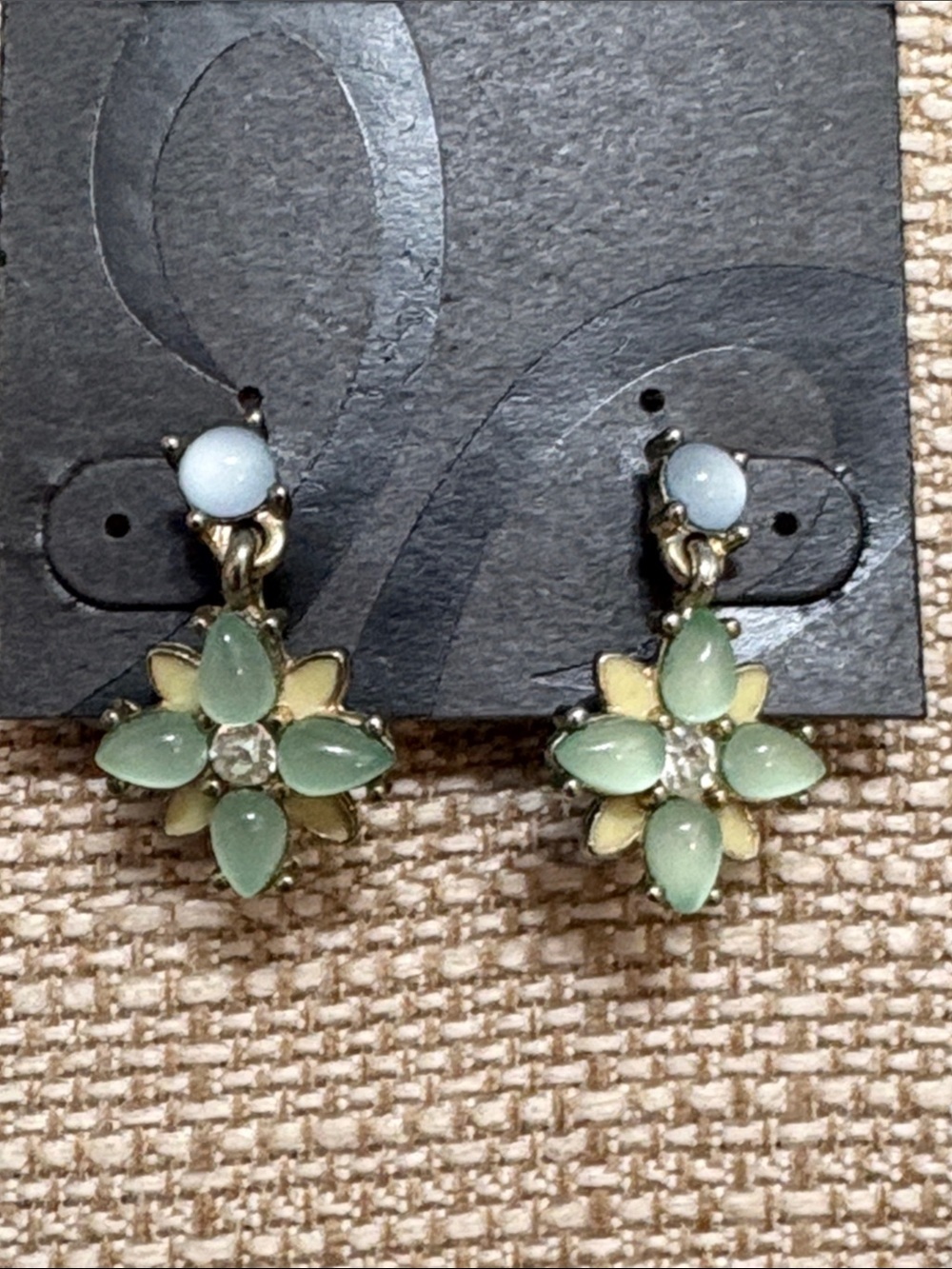 Statement Pastel Floral Necklace and Earrings Set - Mint, Light Blue & White - Picture 3 of 8